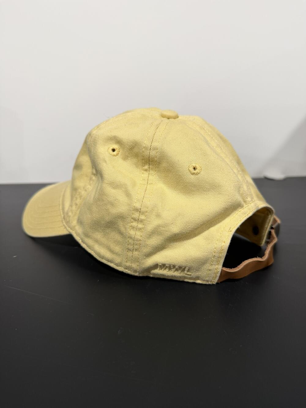 Madewell Hat Baseball Cap Strap Back Yellow Cotton Twill Leather Strap Womens